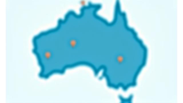 Illustration of Australian map with highlighted regions and story pins